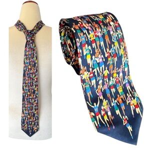 Alynn Art “Marathon” Multicolor Silk Patterned Men's Neck Tie 100% Silk